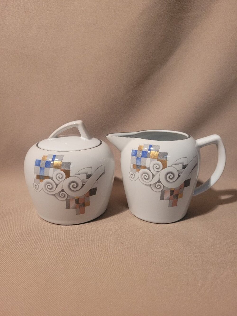 Noritake Aspiration 8447 Creamer Pitcher and Sugar Bowl with Lid NEW